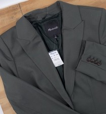 Madewell Waisted Blazer Wool Blend Dark Green Size 6 Office Academia Classic