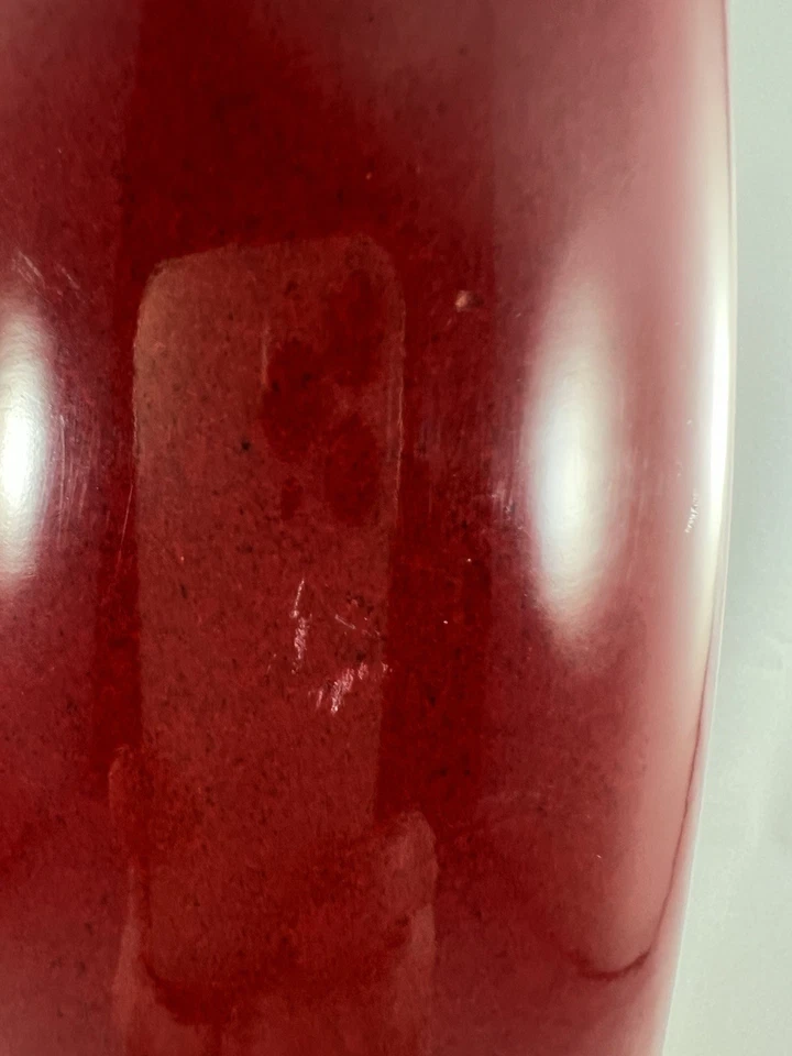 Jarrón rojo sangre de buey Scheurich Amano hecho en Alemania cilindro 10,5" H muelle 1 importaciones Foto 3 de 4