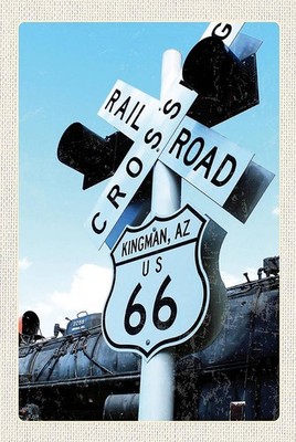 Holzschild 18x12 cm Amerika Route 66 Kingman AZ Crossing Bildmotiv Reisemotiv US