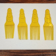 4 Vintage Goody Hair Lift Pick Tease Comb Clear Amber Gold Yellow Triple Circle