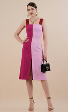 Dolce & Gabbana Pink Colorblock Sleeveless Stretch-wool Dress NWOT US 10 Large