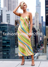 ZARA NEW WOMAN STRAPPY PRINTED SATIN EFFECT MIDI DRESS XS-XXL 2859/340/330
