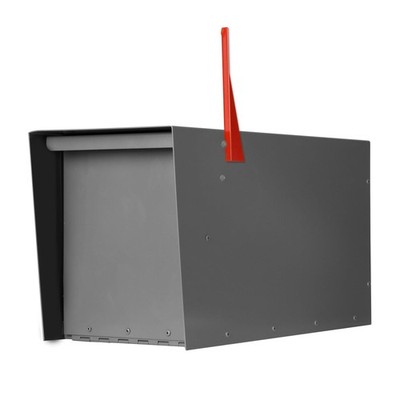 Ilyapa Modern Mailbox for Post Mount - Gray with Gray Door Powder Coated Stee...