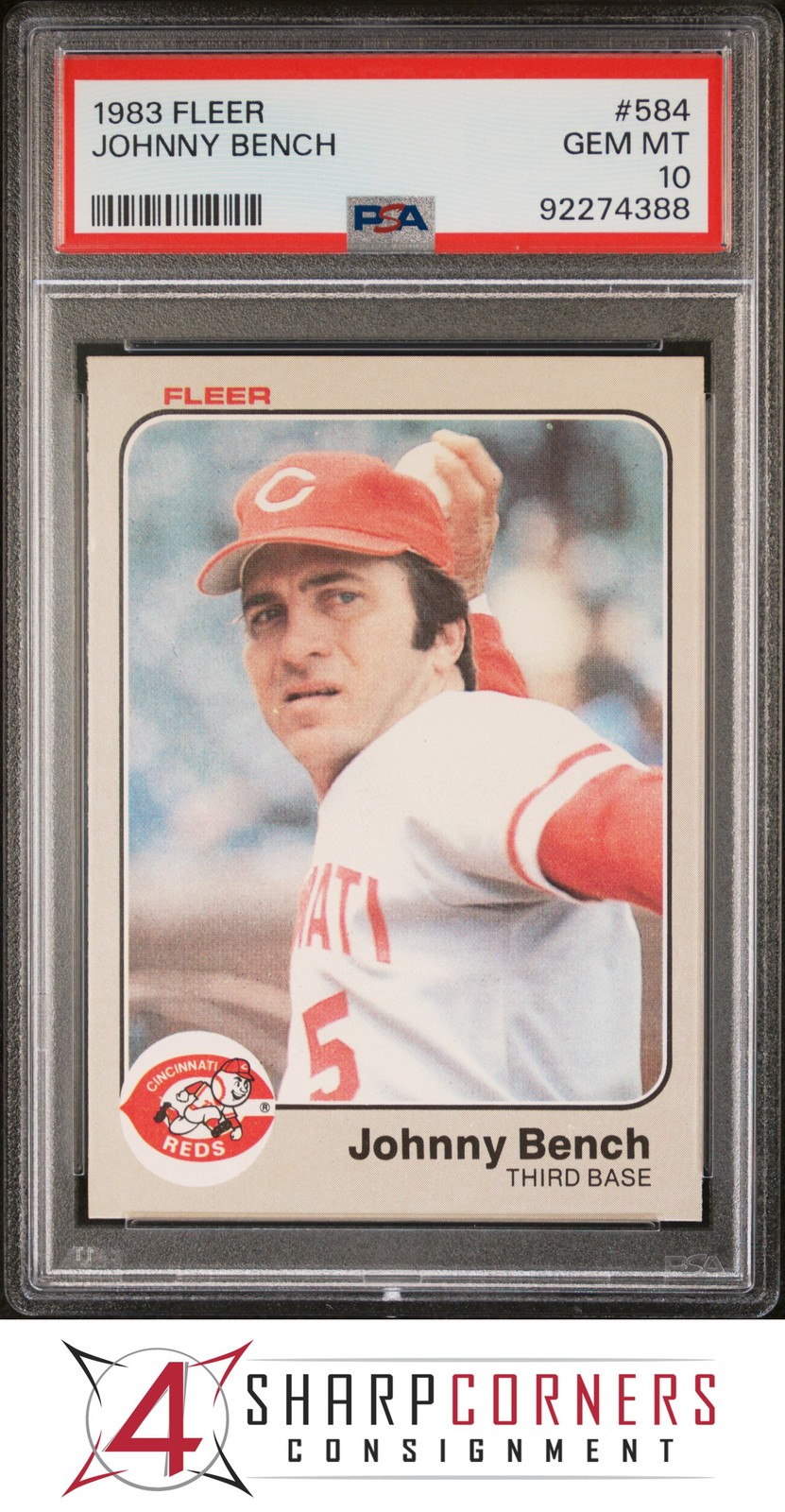 1983 FLEER #584 JOHNNY BENCH REDS HOF PSA 10