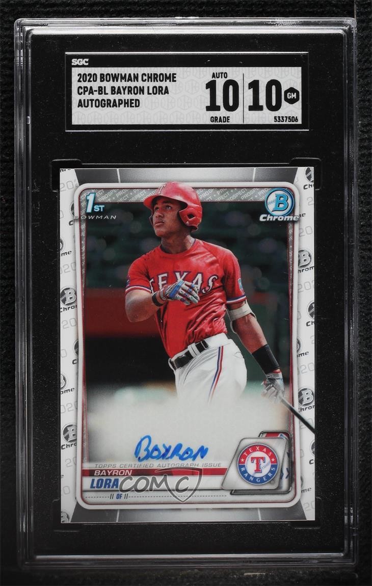 2020 Bowman Chrome Prospect Auto Bayron Lora #CPA-BL SGC 10 GEM Auto 3y6