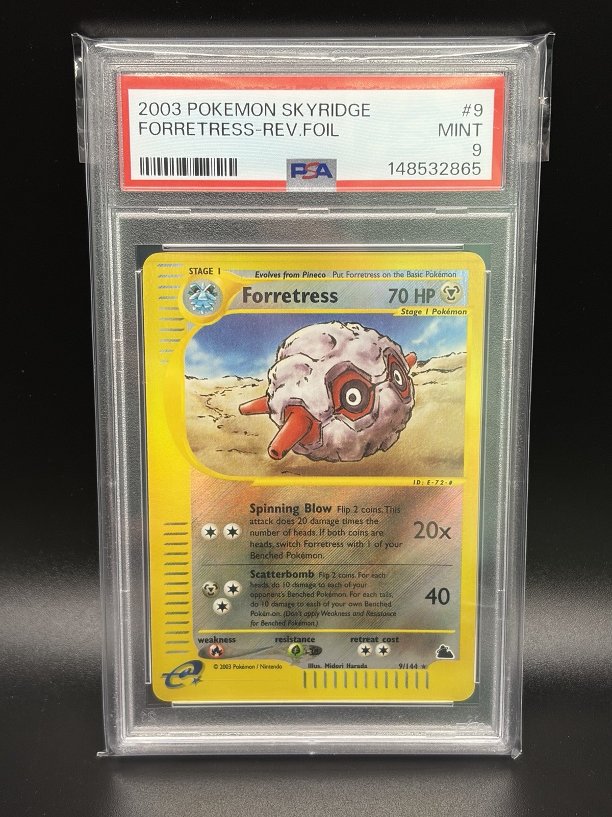 2003 FORRETRESS Pokemon Card #9 9/144 Skyridge Reverse Holo PSA 9 Mint