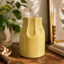 Modern Sculptural Yellow Ceramic Vase Glossy ...
