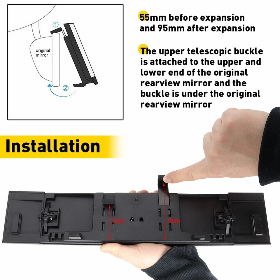 Espejo retrovisor interior coche universal 15,6" ángulo ancho accesorios vista Foto 3 de 4