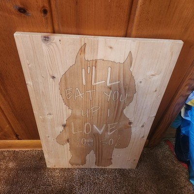 Wood Handmade I'll Eat You Up I Love You So. Where The Wild Things Are 24x16 Art