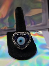 Ring 925 Sterling Silver Plated Blue Heart Size 8 Item 0059