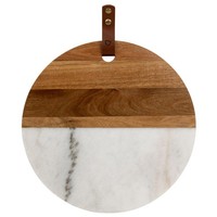 Rundes Servierbrett Ø 38 Cm Marmor-Holz Tablett KüChentablett Serviertablett