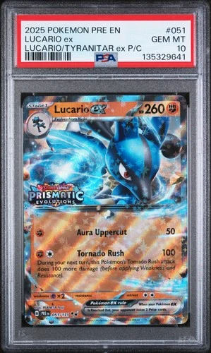 2025 POKEMON PRE EN-PRISMATIC EVOLUTIONS #051 LUCARIO EX PSA 10