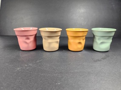 Bialetti Crumpled Espresso Cups Set of 4 Pastel Ceramic Crinkled Bicchierini