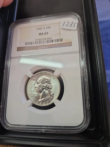 1947-S US Washington Quarter 25c .25 NGC MS65 UNCIRCULATED Bright White