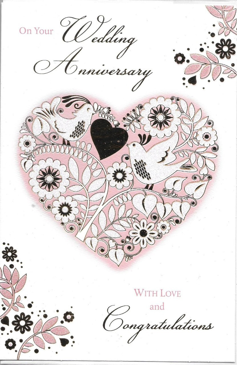 Wedding Anniversary card With Love ~ quality card with paper insert