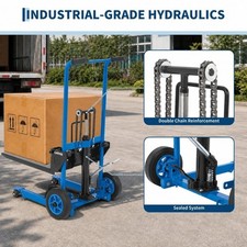 Pallet Truck Dolly, 440lbs Hydraulic Material Lift, 36" Max Lift Winch Stacker