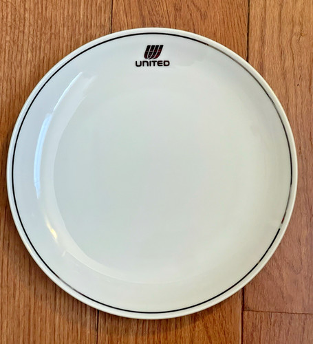 United Airlines Vintage Tulip Logo Dish - UAL White Silver Wessco 6.5"