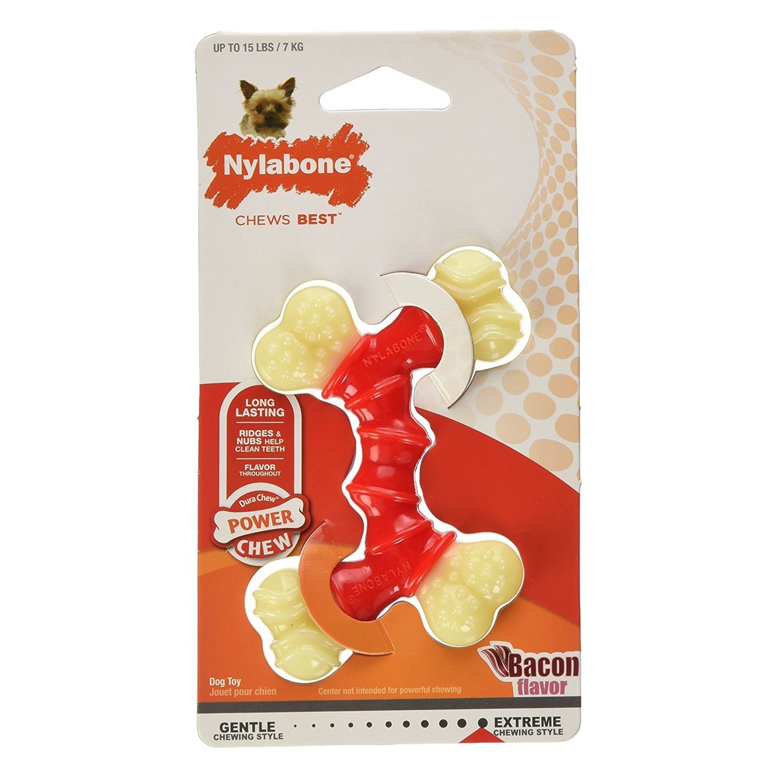 Nylabone DuraChew Double Bone Bacon Flavor Petite  Chew Toy 
