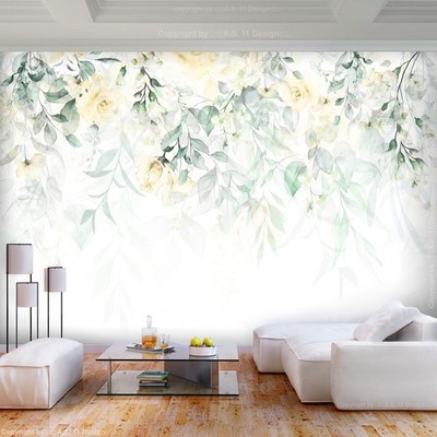 Blumen Aquarell Natur Pflanzen VLIES FOTOTAPETE TAPETE WANDBILD XXL WOHNZIMMER
