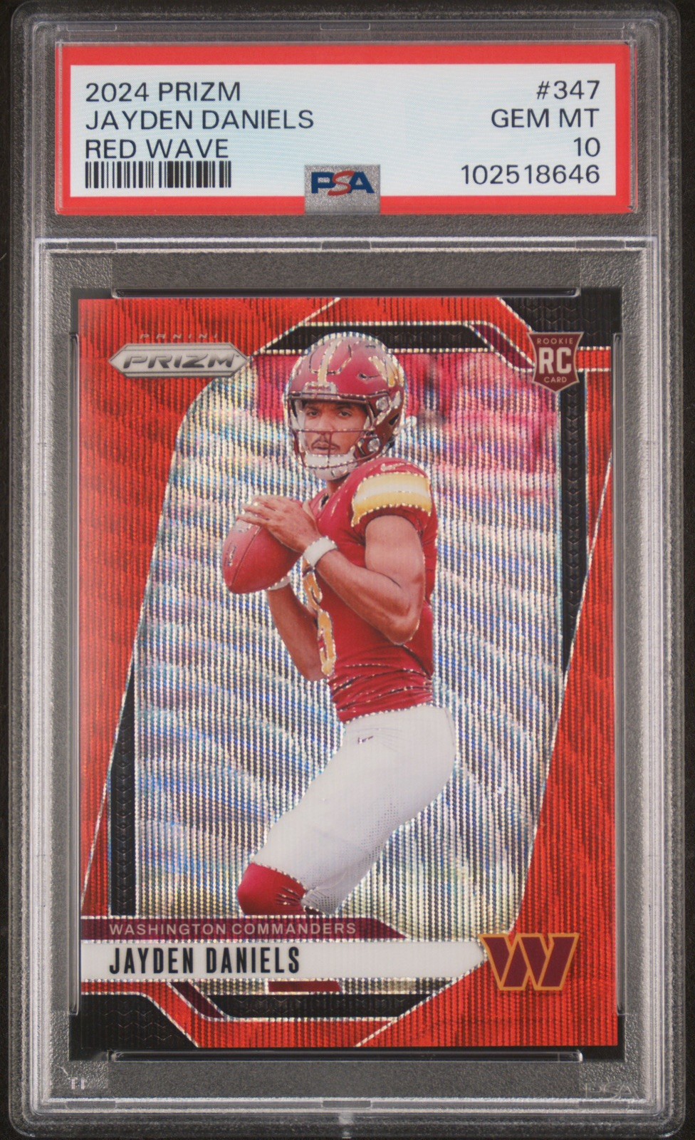 2024 Panini Prizm Jayden Daniels Red Wave Prizm Rookie /149 PSA 10 (pop 20) #347