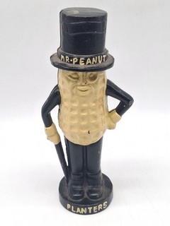 Vintage Cast Iron Mr Peanut Coin Bank 11"