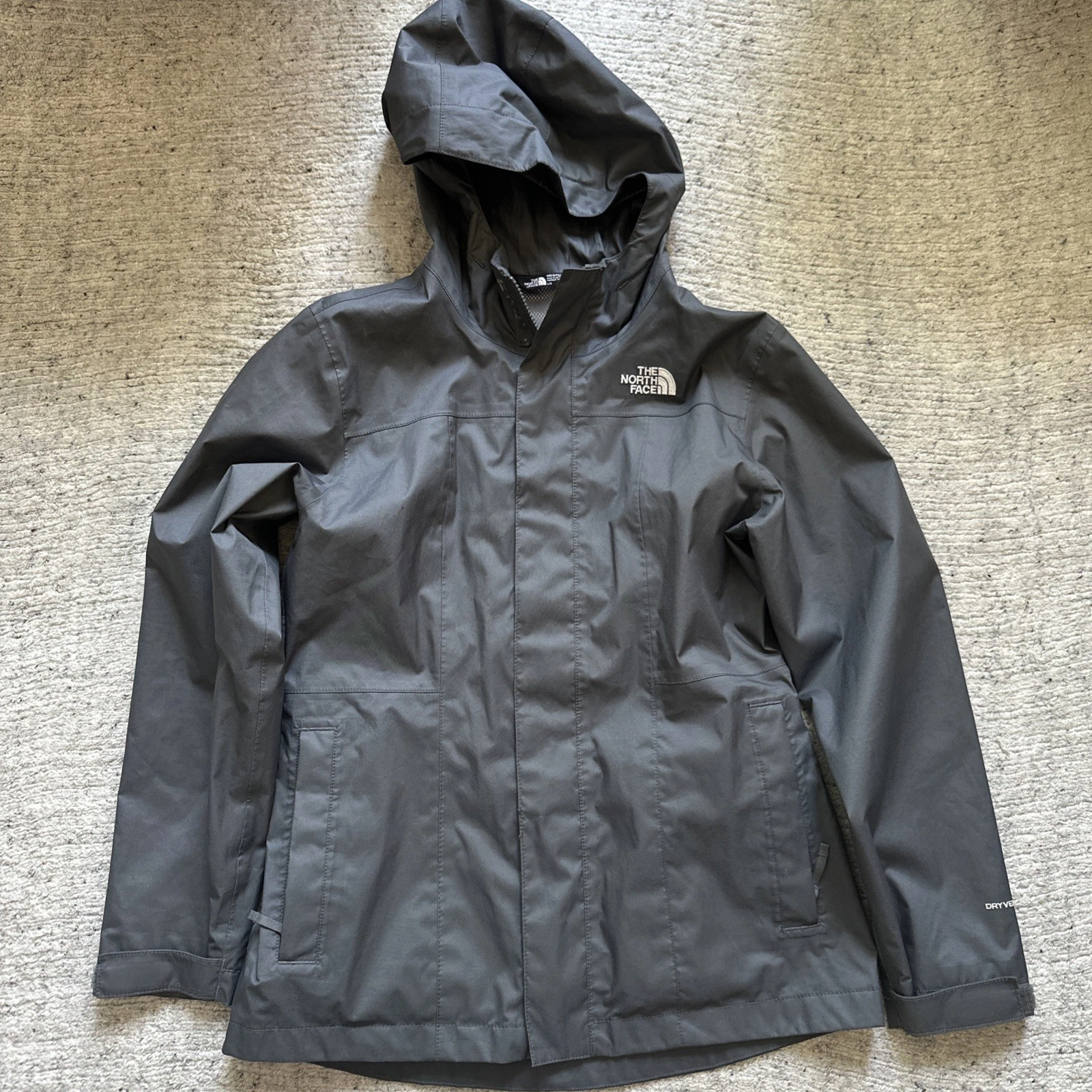 The North Face Girls Rain Jacket Size L 14/16 Black DryVent Hooded Lightweight