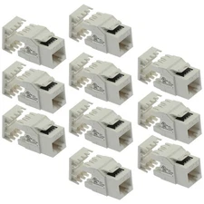 10x Cat6 RJ45 Ethernet LAN Network Keystone Jack 180 Degree 110 Punch Down White
