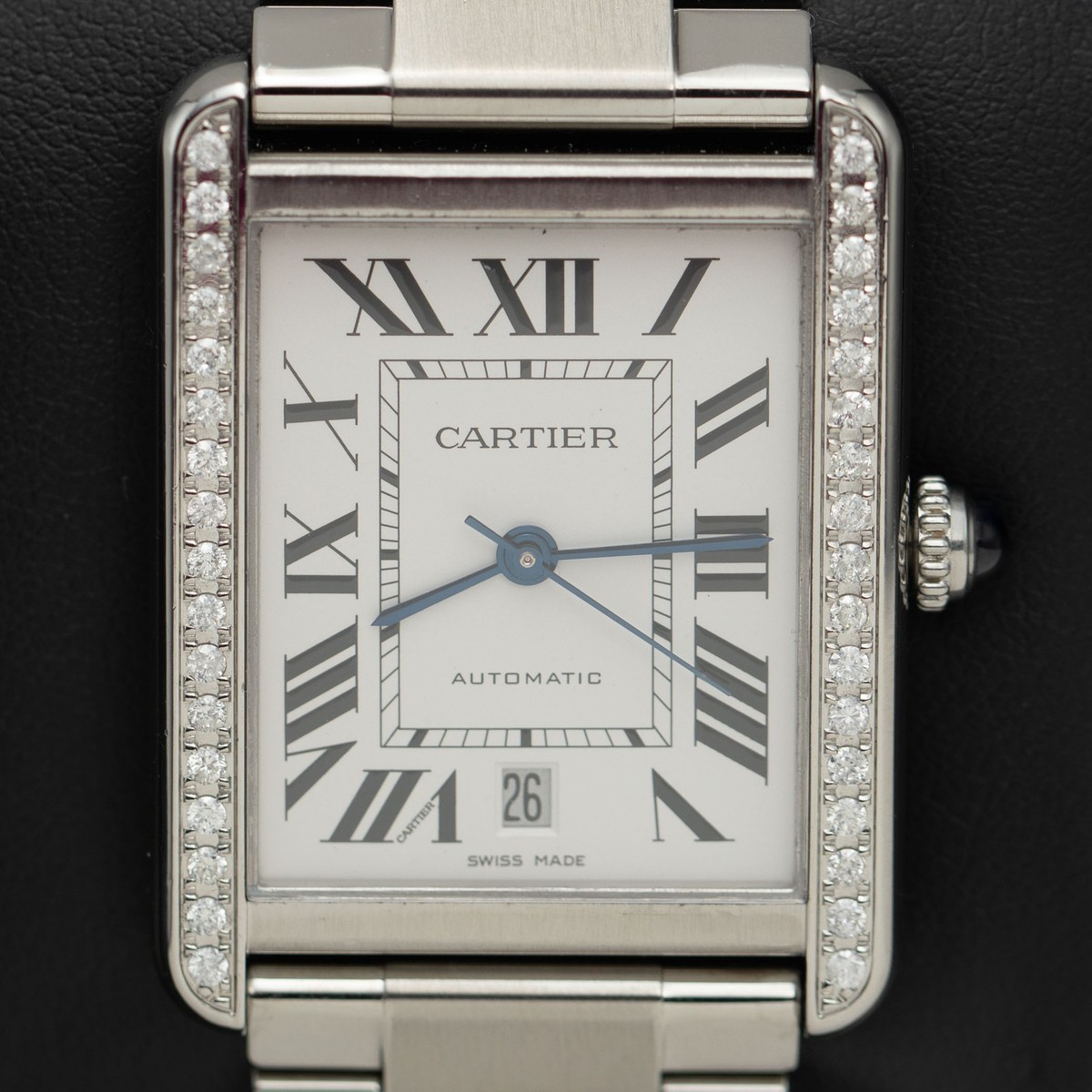 Cartier Watch Tank Solo XL Diamond Bezel Roman Dial 3515 BOX