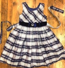 Jona Michelle Blue  Silver Plaid Holiday Special Occasion Dress Girls Size 6