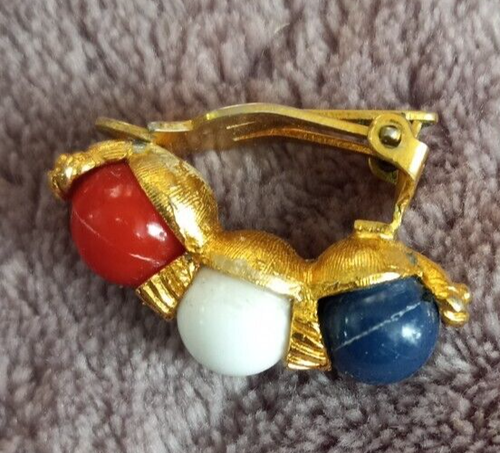 Pendientes de clip vintage Marvella NÁUTICOS rojo/blanco/azul - Imagen 3 de 4