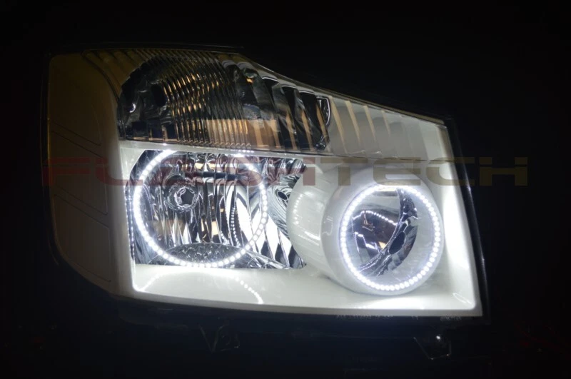Kit de halo LED ojo de ángel blanco y control remoto de RF para faros Nissan Armada 2004-2014 Foto 3 de 4