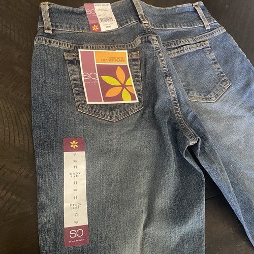 SO NWT Vintage JR Girls Wide Waist Hipster Flare Jean 11 Tall - Picture 2 of 5
