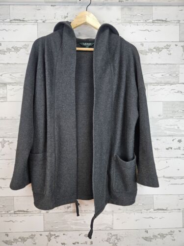 Lauren Ralph Lauren Womems Sweatshirt Jacket Medium Charcoal Open Hooded - Picture 1 of 9