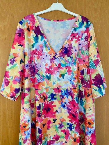Kleid, Sommerkleid, Strandkleid, XXL , 48 , leuchtende Sommerfarben, Maxi - Bild 4 von 4