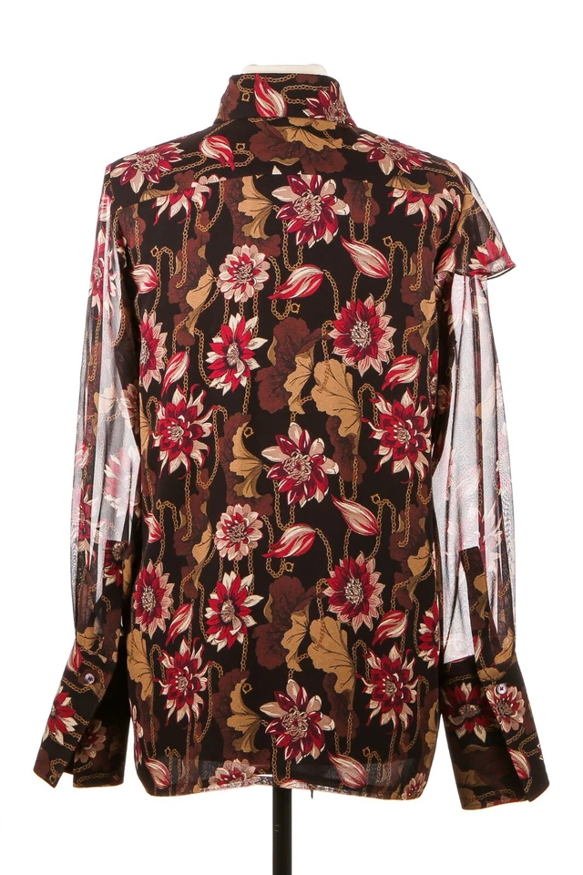 Blusa Salvatore Ferragamo Estampado Floral 100% Seda Cuello Volantes Detalle Talla 42 Foto 2 de 4