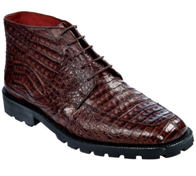 LOS ALTOS GENUINE ALL CROCODILE CAIMAN BROWN MEN ANKLE BOOT (D) WIDTH ZA2068207