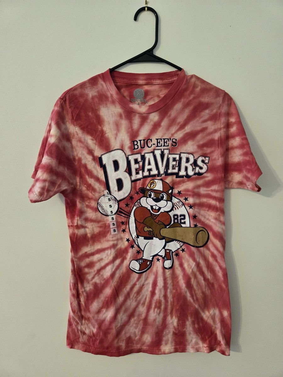 Buc-ees Shirt Baseball Beavers Red Tie Dye 2023 Adult Small *Read