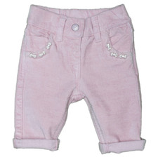 Pantalone Monnalisa Bebe bambino blush rosa morbido velluto elasticizzato pantaloni jeans gioielli