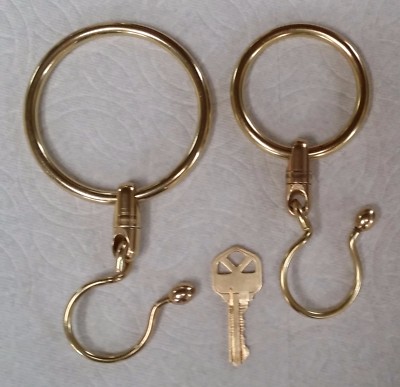 SOLID BRASS JAILERS TYPE KEY RING, 3'' DIAMETER RING, MADE IN USA