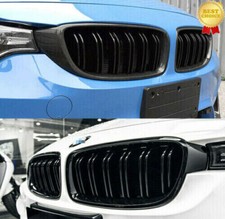 Kidney Grill Grille Gloss Black Dual Line For BMW F30 F31 F35 3 Series 2011-2019
