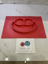 The Original EZPZ Happy Mat Placemat plate in One in Coral Red suction toddlers