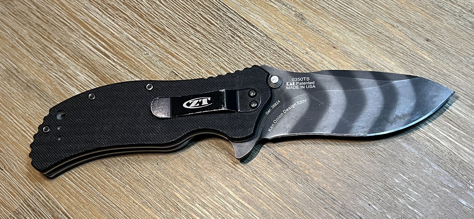 ZT Zero Tolerance Knife 0350TSTR Linerlock A/O Tritium Tiger Stripe DLC