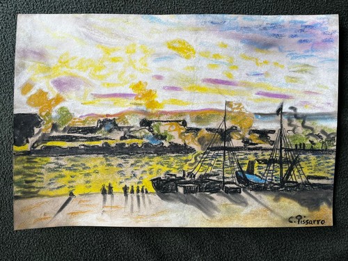 Camille Pissarro Drawing on paper (Handmade) signed and stamped mixed