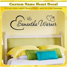 Custom Name Heart Initial Butterfly Vinyl Wall Art Room Sticker Decor Decal 069
