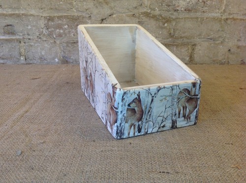 Rustic Vintage Style Winter scene Storage Box crate Kitchen Crate decoupage - Picture 2 of 5