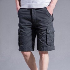 Herren Cargo Combat Shorts Baumwollmix Multifach Taschen Regular
