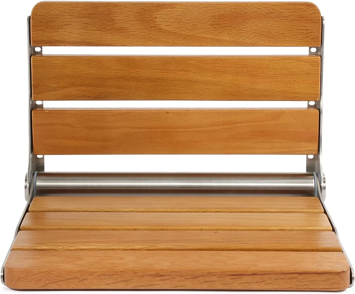 Folding Shower Seat Wall Mounted Teak Wood Fold down Shower Seat