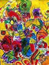 ABSTRACT PAINTING FLOWER ORIGINAL ART ORIGINAL CONTEMPORARY ART DECOR 12" #A228