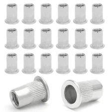 50PCS M6 Stainless Steel Threaded Insert Rivet Nut, M6-1.0mm Rivnuts Flat Head