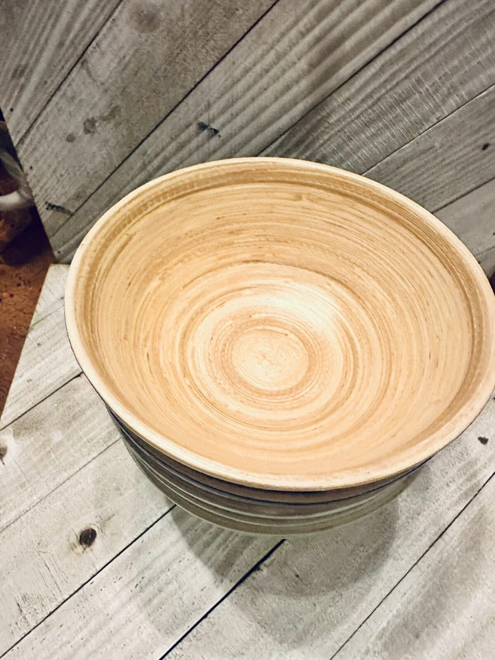 Juego de seis cuencos de bambú Transocean aspecto madera y pasta ensalada verde azul Foto 2 de 4